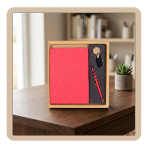 Ensemble cadeau d'entreprise personnalisé en cuir PU avec impression en relief, carnet, stylo et porte-clés pour la remise des diplômes, la fête des pères - Product Image 2