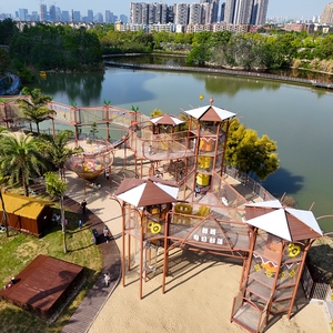 Ropecube Pont en <span class=keywords><strong>filet</strong></span> anti-corrosion, <span class=keywords><strong>filet</strong></span> de grimpette en forme de spirale pour parcs forestiers, équipement de parc d'attractions extérieur de forme personnalisée - Product Image 2