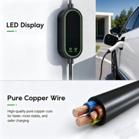 Chargeur EV portable 7KW 32A monophasé Type 2 Niveau 2 EVSE, courant réglable, station de charge EV avec écran LCD pour usage domestique