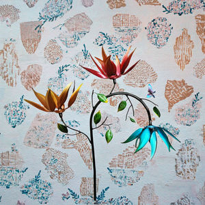 Décoration de jardin moderne et colorée en métal écologique, en forme de fleur, pour cour, patio, pelouse, ornement extérieur, cadeau - Product Image 3