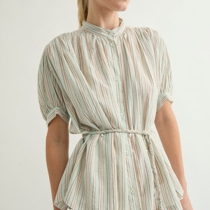 Customized Women's Vintage Solid Button Turn-<b>down</b> Collar Loose Fit Long Sleeves Breathable Sustainable French Inspired Design - Product Image 2