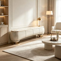 Meuble buffet de luxe royal élégant avec plateau en marbre, console de rangement en bois massif pour salle à manger, meuble TV moderne pour salon