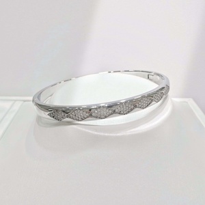 Custom Plata 925 Sterling <b>Silver</b> Geometric Classic <b>Bracelet</b> Luxury Rhinestone Inlay Everyday Gold Plated Fashion Simple <b>Bangles</b> - Product Image 1
