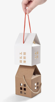 Boîte à biscuits en papier kraft en forme de maison, impression personnalisée, écologique, pour pâtisserie aux fraises, pour boulangerie