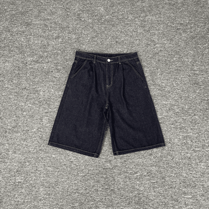 Pantaloncini <span class=keywords><strong>Jeans</strong></span> Neri Larghi di Alta Qualità per <span class=keywords><strong>Uomo</strong></span>, Pantaloni in Denim Personalizzati con Ricamo Pesante, <span class=keywords><strong>Jeans</strong></span> Estivi Y2K Derschutze per <span class=keywords><strong>Uomo</strong></span> - Product Image 2