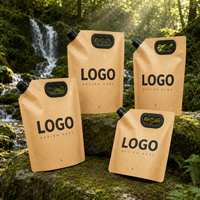 Pochette à bec verseur en papier kraft écologique avec logo personnalisé pour recharge de shampoing, savon liquide, huile corporelle, crème pour les mains et emballage de liquides