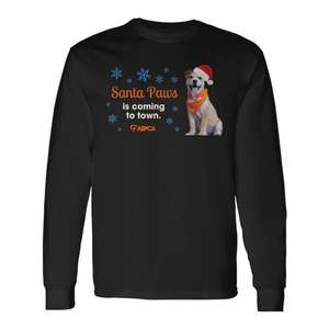 T-shirt à manches longues pour chien Santa Paws, design de vacances ASPCA - Product Image 1