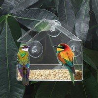 Mangeoire à oiseaux transparente en acrylique Hyra avec 3 ventouses puissantes