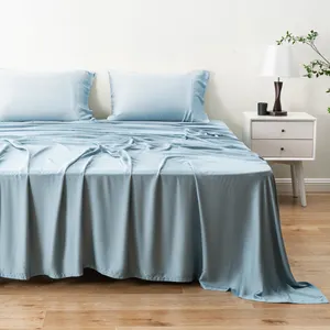 Juego de sábanas de lino 100% puro, 3 piezas adecuadas para personas que duermen calientes, juego de cama de algodón de bambú Natural no teñido