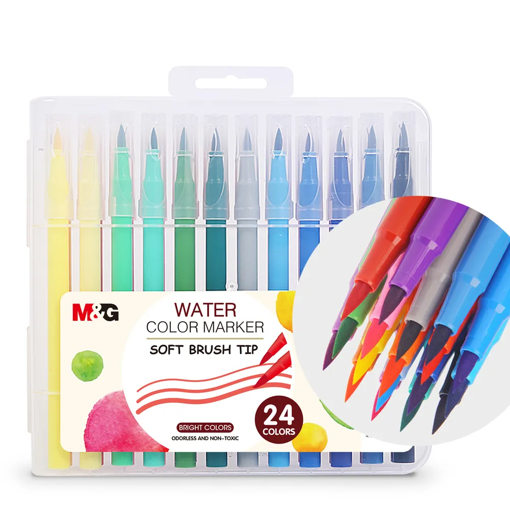 M&G Super Hot Sale Soft Brush Washable Water Color Pen 12 18 24 36 48Colors Set Kids School Students Children Gifts Art Supplies