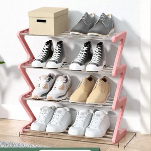 Portaoggetti in metallo per scarpiera 8-10 paia a forma di Z 3 livelli per scarpiera impilabile Organizer - Product Image 3
