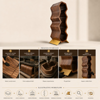 Range-bouteilles 3D en bois courbé, durable et écologique, support ondulé pour bouteilles, présentoir de table en bambou, organisateur de bar nordique moderne pour la maison