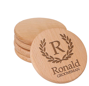 Posavasos Redondos Ecológicos de Madera de Haya de 10 mm de Grosor para Bebidas con Espacios en Blanco para Grabado Láser - Product Image 1