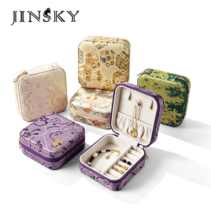 Chinese Style Portable Jewelry <b>Box</b> Vintage Embroidered Storage Case for Earrings Necklace & Bracelet Compact Organizer - Product Image 1