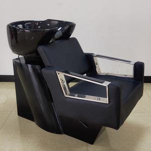 Station de lavage de cheveux de salon de haute qualité, fauteuil de lavage de cheveux en cuir PU avec cuvette en céramique - Product Image 5
