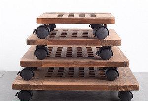 Pianta rotonda Caddy in legno resistente rotolamento pianta vaso di legno rotondo piante Dolly rulli carrello <span class=keywords><strong>con</strong></span> <span class=keywords><strong>ruote</strong></span> - Product Image 3