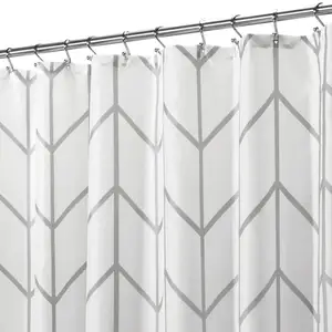 Tirai mandi geometris kain awet kustom dengan set tirai mandi motif Chevron Herringbone