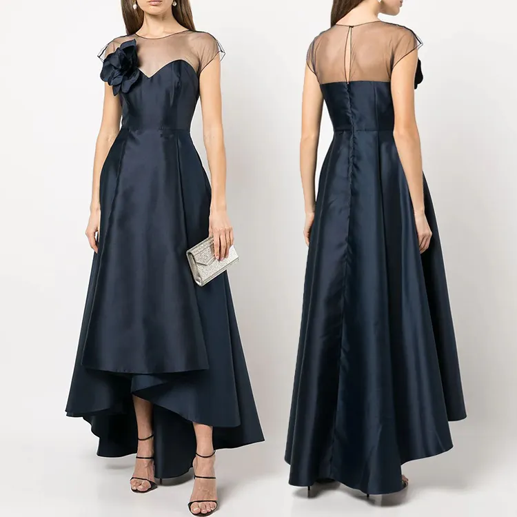 High quality dress customization Style elegant slim tulle patchwork satin long women evening dress