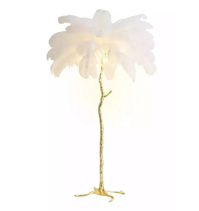 luxury feather table lamp led standing feather floor lamp for living room decoration hotel