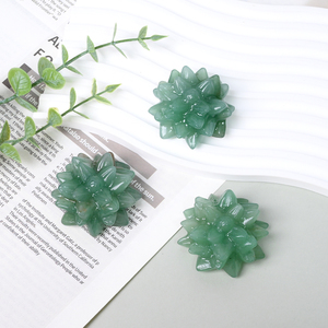 Cactus de Aventurina Verde Pulida Natural Tallada en Forma de Flor para Decoración del Hogar, Venta al por Mayor - Product Image 1