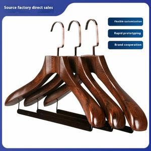 Perchas de ropa de madera de haya engrosada de alta calidad, antideslizantes, con hombro ancho, sin costuras, de madera maciza, para una sola tienda, estante para ropa, traje de refuerzo - Product Image 3