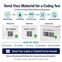 Imprimante UV PIJ automatique 600 DPI à prix compétitif pour codes QR, codes Data Matrix, codes de lot et de date, étiquettes et cartons enduits