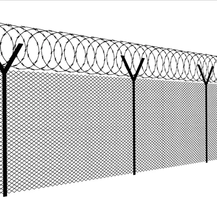 Özelleştirilebilir yüksek güvenlik dikenli tel zincir bağlantı çit cezaevi havaalanı çit <span class=keywords><strong>Metal</strong></span> kaynaklı tel örgü düşük karbonlu çelik tel