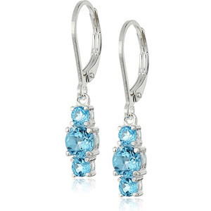 Boucles d'oreilles en forme de goutte bleu saphir pour femmes, en alliage, avec serti à griffes, bijoux de fête à la mode E498 - Product Image 1