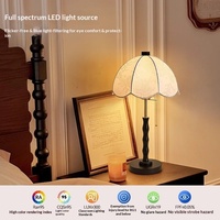 Nouvelle lampe de table de style chinois, lampe de chevet, lampadaire de salon, lampe de canapé, abat-jour en bambou et tissu, interrupteur à bouton-poussoir, lumière douce 2700K