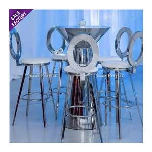 Tabourets de bar de luxe en acier inoxydable plaqué or pour mariage, tables de cocktail pour événements et banquets, vente en gros d'usine - Product Image 3