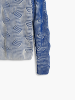 Pull-over décontracté pour homme en maille texturée chic à motif ondulé, col classique, manches régulières, rayures, chaud pour l'hiver, avec logo frontal ODM