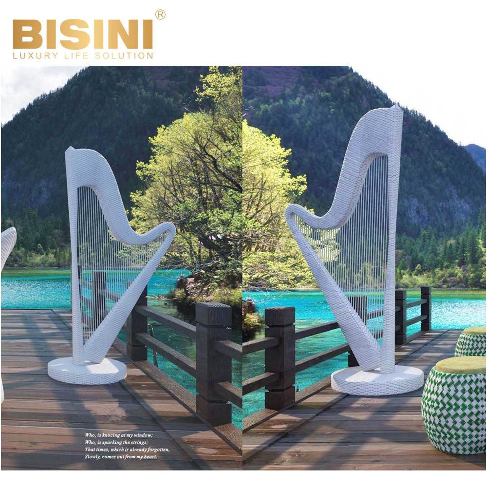 Уличная изящная Гарпа в европейском стиле, изящная белая плетеная Гарпа из ПЭ, музыкальный инструмент, украшение для сада