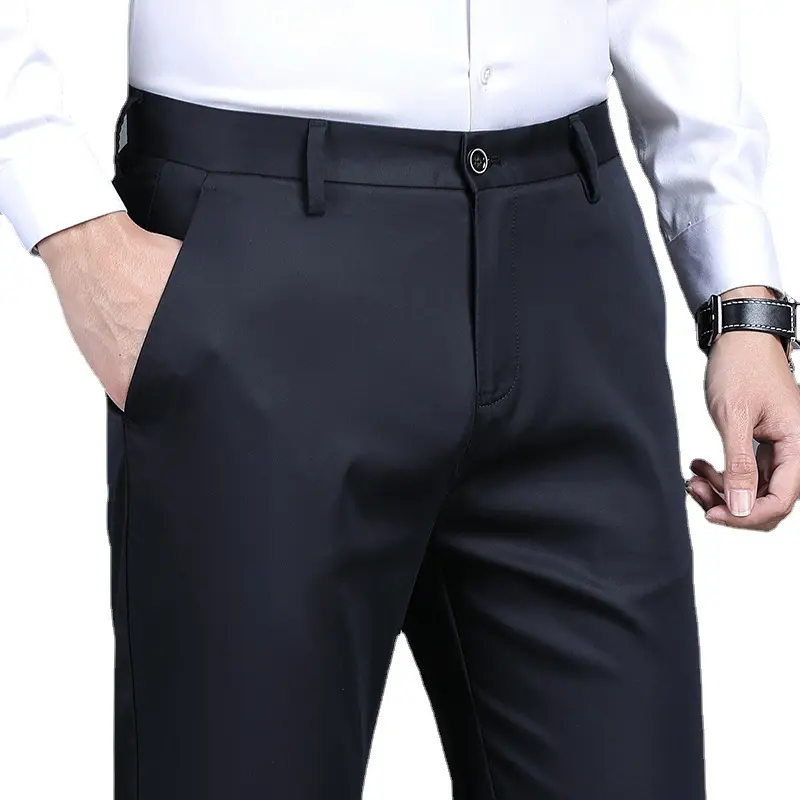 BLD custom street style twill High quality elastic Breathable straight cylinder Business office Men's trousers Men's suit pants