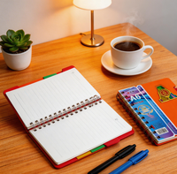 Cuaderno Espiral de Doble Anillo Metálico con Tapa Dura de PP A6, con Separadores, 80 Hojas, Cubierta Impresa Personalizada para Estudiantes, Venta al Por Mayor