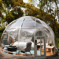 Dôme géodésique solaire de glamping de 2,7 m avec salle de bain, maison préfabriquée modulaire en polycarbonate