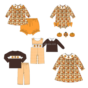 Autunno Smocked abbigliamento per bambini Design della zucca del ringraziamento per bambini abiti <span class=keywords><strong>invernali</strong></span> per bambine - Product Image 1