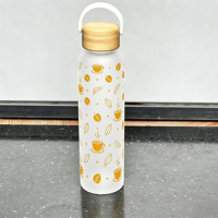 Bouteille en verre portable de 17 oz et 19 oz, impression personnalisée sur toute la surface, silicone antidérapant, bouteille d'eau au toucher doux, cadeau