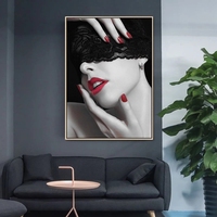Décoration Moderne pour la Maison : Affiche Murale Femme Lèvres Rouges Sexy, Impression sur Toile, Tableau Mural Beauté, Peinture Artistique Tendance