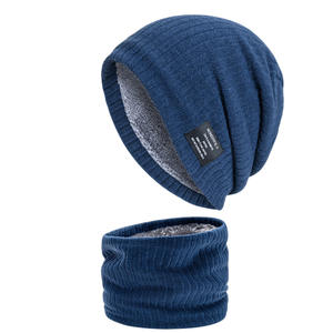 Groothandel Tweedelige Winter Unisex <span class=keywords><strong>100</strong></span>% Acryl Fleece Muts Set Warme Gebreide Sjaal & Oorbescherming Afbeelding Stijl Hoed - Product Image 1