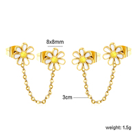 316L Edelstahl Herz-Emaille-Ohrstecker mit Kette, Doppelpiercing, Mehrere Farben, Hypoallergen, Anpassbar