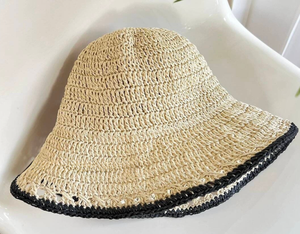 Chapeau de paille tressé à la main réglable pour femme, chapeau de soleil respirant style vintage pour voyage et plage - Product Image 2