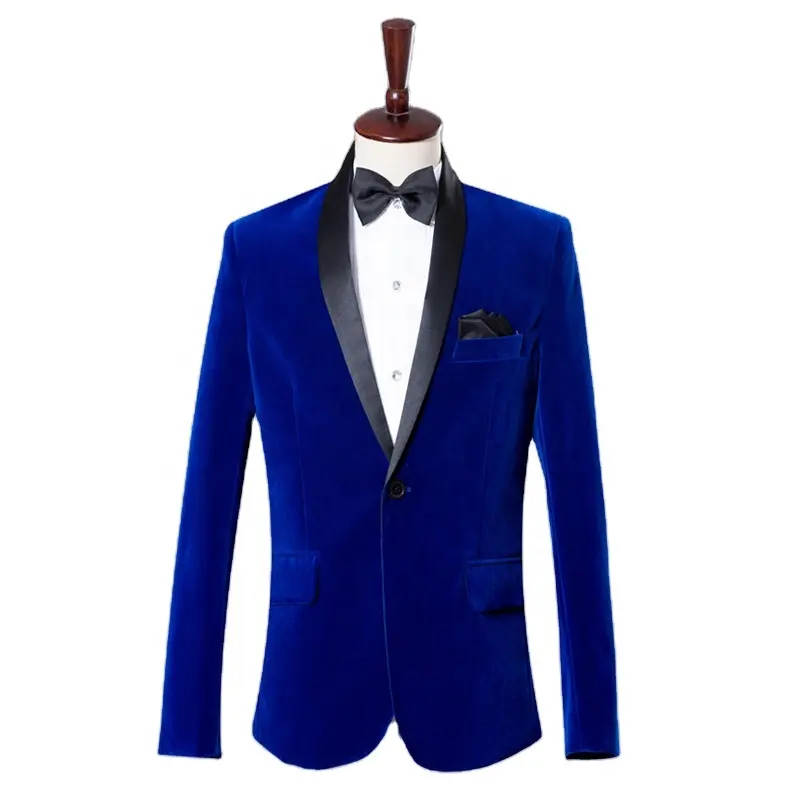 Men's Casual Dress Host Suit Wine Red Velvet Royal Blue Singer Performance Suit Groom Business Suit Corduroy Blazer