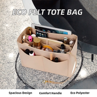 Organizer Tas Premium dari Bahan Felt, Tas Dalam Tas Multi-Kantong untuk Tas Tangan, Pembentuk Tas Tote, Tas Kosmetik, Organizer Perjalanan