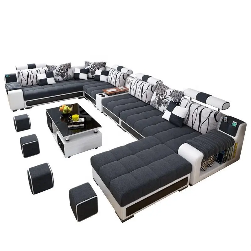Modern u şekilli modüler kesit kanepe set mobilya oturma odası köşe kapakları kumaş kanepe