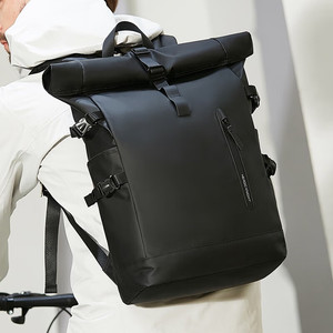 Hanmerry Sac à dos pour homme 48 cm extensible et imperméable pour ordinateur portable, pour les voyages, les affaires, l'université, couleur unie noir - Product Image 2