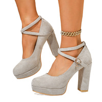 Nouvelle Arrivée Chaussures Plates à Talon Épais Style Mary Jane Talons Hauts Polyvalents Style Européen et Américain pour Fêtes et Usage Quotidien