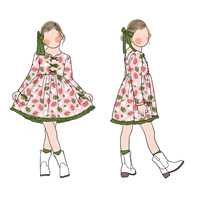 Nouvelle Robe Longue à Volants et Manches Longues 2026, Motif Créatif en Forme de Fruit, Imprimé Frais, 2 Poches Latérales, Nœud Papillon Avant