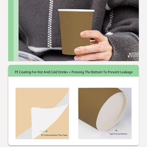 Tasse à café en carton à emporter LOGO personnalisé de 6 oz 8oz 12oz 16 oz pour boisson chaude tasse à café en papier jetable simple à double paroi avec couvercle - Product Image 3