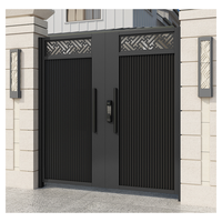 Porte d'entrée de villa simple au design moderne Porte coulissante Sonnette d'appel Clé secrète Mots de passe Porte de clôture en alliage d'aluminium