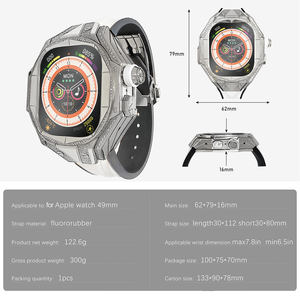 Boîtier de montre en alliage de titane dernier cri, accepte le logo, 49 mm, or avec diamants, boîtier de montre incrusté de moissanite pour <span class=keywords><strong>iWatch</strong></span> - Product Image 6